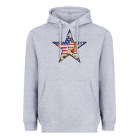 Heather Grey American Flag Star Heavyweight Hoodie - LillyAllenDesigns