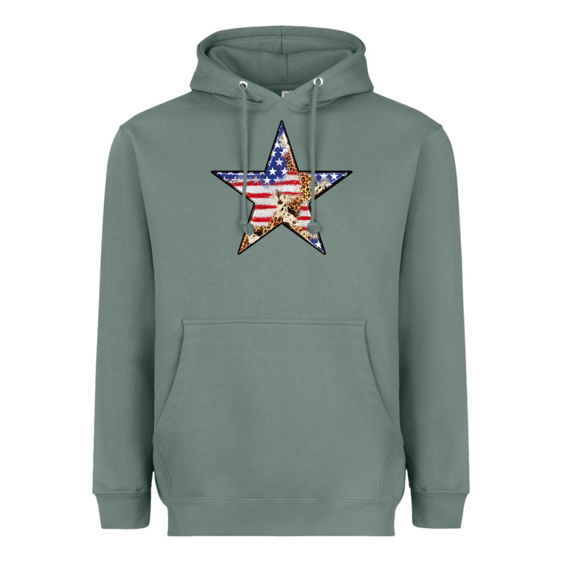 American Flag Star Heavyweight Hoodie by LillyAllenDesigns | Teevron