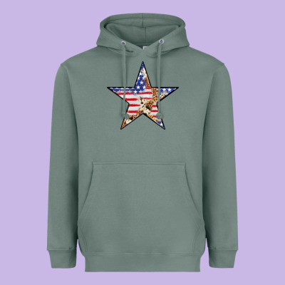 American Flag Star Heavyweight Hoodie Designed By Lillyallendesigns