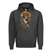 Charcoal Heather leopard cross  sunflower Zipper Hoodie - JahusDesignShop