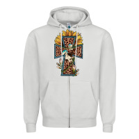 Dove Grey leopard cross  sunflower Zipper Hoodie - JahusDesignShop