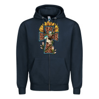 Navy leopard cross  sunflower Zipper Hoodie - JahusDesignShop