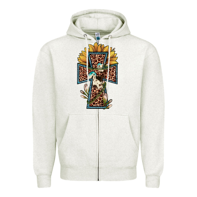 Leopard Cross  Sunflower Zipper Hoodie by JahusDesignShop | Teevron