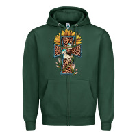 Sports Green leopard cross  sunflower Zipper Hoodie - JahusDesignShop