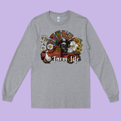 Farm Life Long Sleeve Tee Designed By Sublimationcraftshop