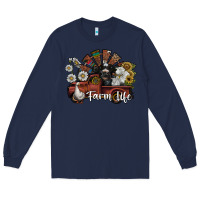 Navy farm life Long Sleeve Tee - SublimationCraftShop