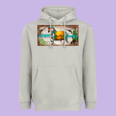 Western Howdy Cowboy Horse Sunset Weapon Cactus Leopard  License Plate Heavyweight Hoodie Designed By Barkaloodesign