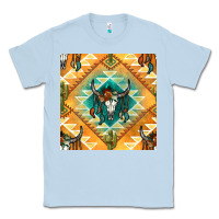 Dusty Blue native american aztec seamless pattern Classic Tee - BundleAndBundleShop