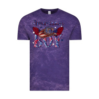Cloud Purple American boy with cowboy Vintage Tee - texasbilliewilder