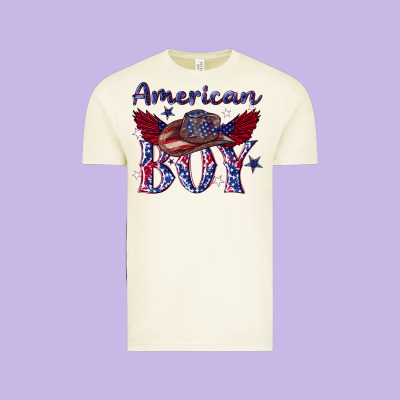 Vintage Tee American boy with cowboy