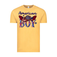 Vintage Mustard American boy with cowboy Vintage Tee - texasbilliewilder