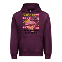 Mauve Wine birthday queen i dont get older i level up Urban Hoodie - Artiststas