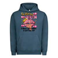 Pigment Midnight Navy birthday queen i dont get older i level up Urban Hoodie - Artiststas