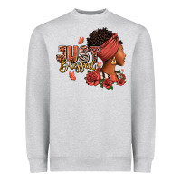 Heather Grey Just blessed afro woman with roses Heavyweight Sweatshirt - RanaPortraitStore