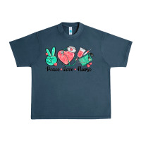 Midnight Navy peace love nurse Urban Heavy Tee - texasbilliewilder