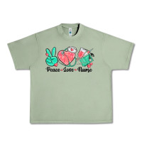 Oil Green peace love nurse Urban Heavy Tee - texasbilliewilder