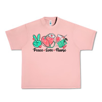Salmon peace love nurse Urban Heavy Tee - texasbilliewilder
