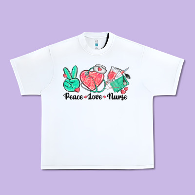 Peace Love Nurse Urban Heavy Tee Designed By Texasbilliewilder