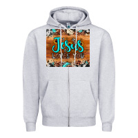 Heather Grey jesus loves you Zipper Hoodie - JahusDesignShop