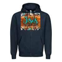 Navy jesus loves you Zipper Hoodie - JahusDesignShop