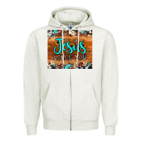 Oatmeal Heather jesus loves you Zipper Hoodie - JahusDesignShop