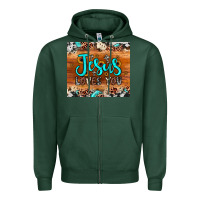 Sports Green jesus loves you Zipper Hoodie - JahusDesignShop