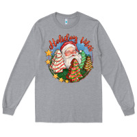 Heather Grey holiday vibes Long Sleeve Tee - FaDigitalArtStudio