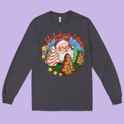 Holiday Vibes Long Sleeve Tee Designed By Fadigitalartstudio