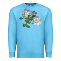 Ocean Blue white dawn rose Premium Sweatshirt - LillyAllenDesigns