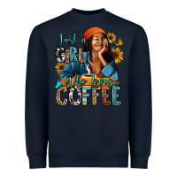 Navy Just a girl who loves coffee Heavyweight Sweatshirt - RanaPortraitStore