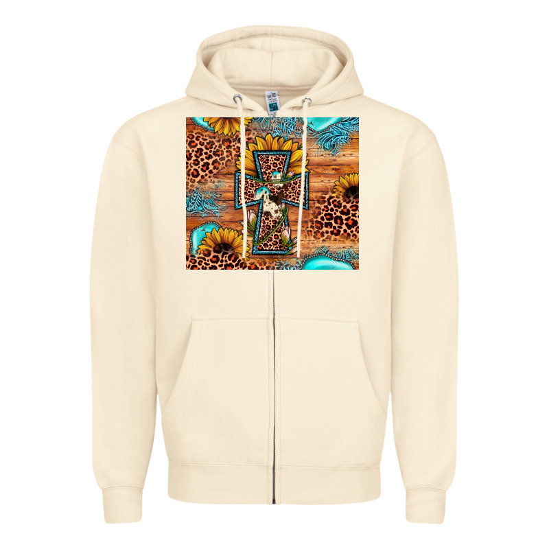 Leopard Cross Sunflower Zipper Hoodie by JahusDesignShop | Teevron