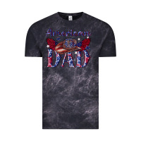 Cloud Black American dad with cowboy Vintage Tee - texasbilliewilder