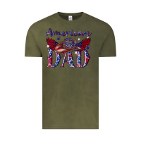 Vintage Olive American dad with cowboy Vintage Tee - texasbilliewilder