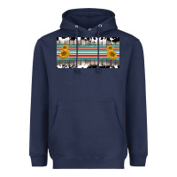Navy western cowhide serape sunflower mama license plate Heavyweight Hoodie - BarkalooDesign