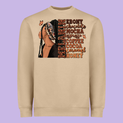 Heavyweight Sweatshirt Melanin many shades of brown afro woman