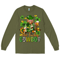 Army Green One lucky cowboy with st. patricks elf Long Sleeve Tee - Neo Western
