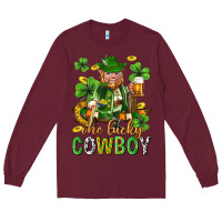 Burgundy One lucky cowboy with st. patricks elf Long Sleeve Tee - Neo Western