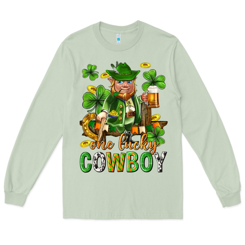 One Lucky Cowboy With St. Patricks Elf Long Sleeve Tee by Neo Western | Teevron