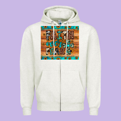 Faith Over Fear Zipper Hoodie Designed By Jahusdesignshop