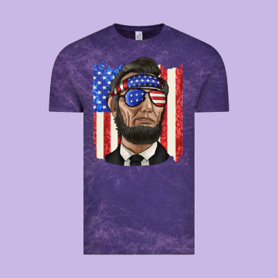 Vintage Tee American flag with lincoln