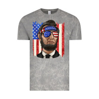Cloud Rock American flag with lincoln Vintage Tee - texasbilliewilder