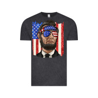 Vintage Black American flag with lincoln Vintage Tee - texasbilliewilder