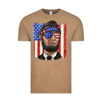 Vintage Coffee American flag with lincoln Vintage Tee - texasbilliewilder