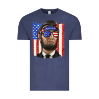 Vintage Denim American flag with lincoln Vintage Tee - texasbilliewilder