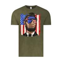 Vintage Olive American flag with lincoln Vintage Tee - texasbilliewilder