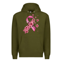Army Green pink cancer ribbon Premium Hoodie - AdoDesignShop