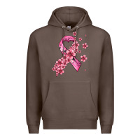 Coffee pink cancer ribbon Premium Hoodie - AdoDesignShop