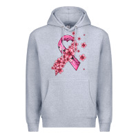 Heather Grey pink cancer ribbon Premium Hoodie - AdoDesignShop