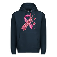Navy pink cancer ribbon Premium Hoodie - AdoDesignShop