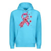 Ocean Blue pink cancer ribbon Premium Hoodie - AdoDesignShop